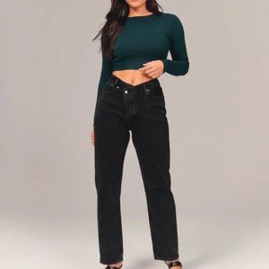 Abercrombie & Fitch High Rise Dad Jeans, Criss Cross Waistband, 25, 0R